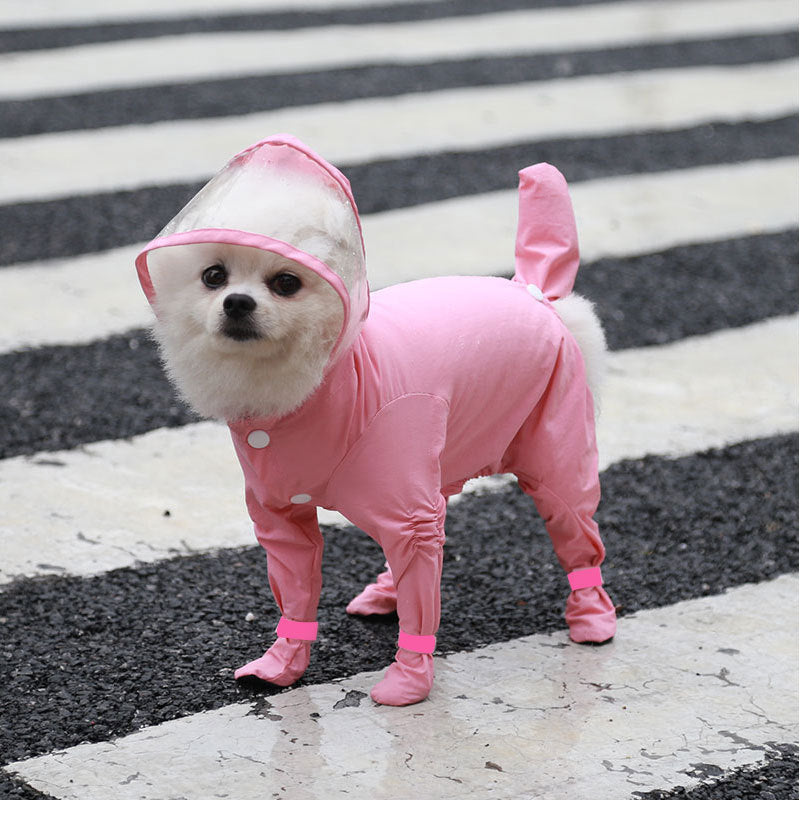 Waterproof Dog Raincoat with Four Legs & Rain Shoes Set