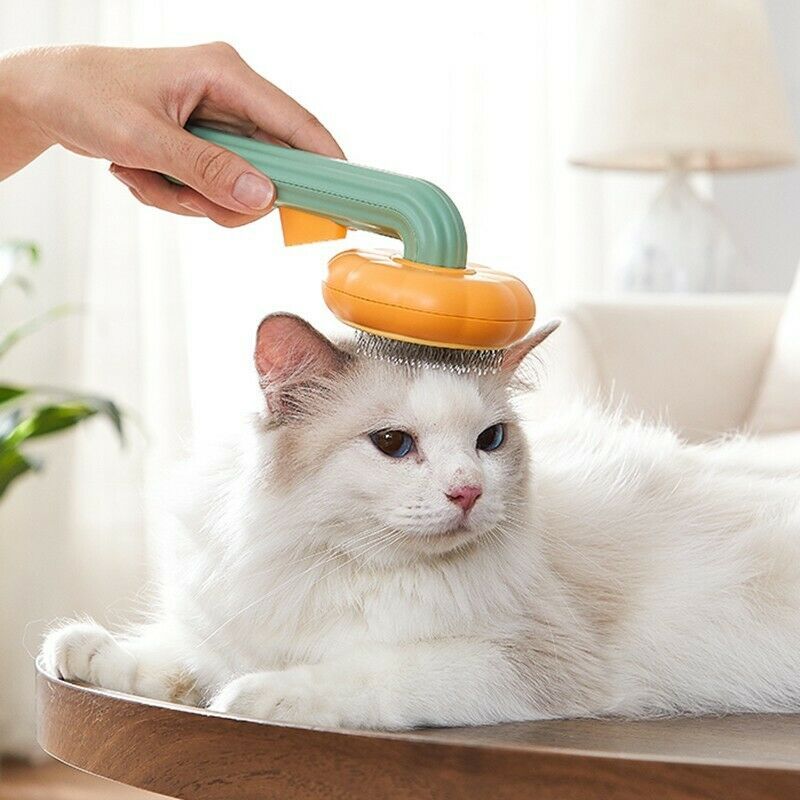 Pet Pumpkin Slicker Brush for Dogs & Cats - Self Cleaning