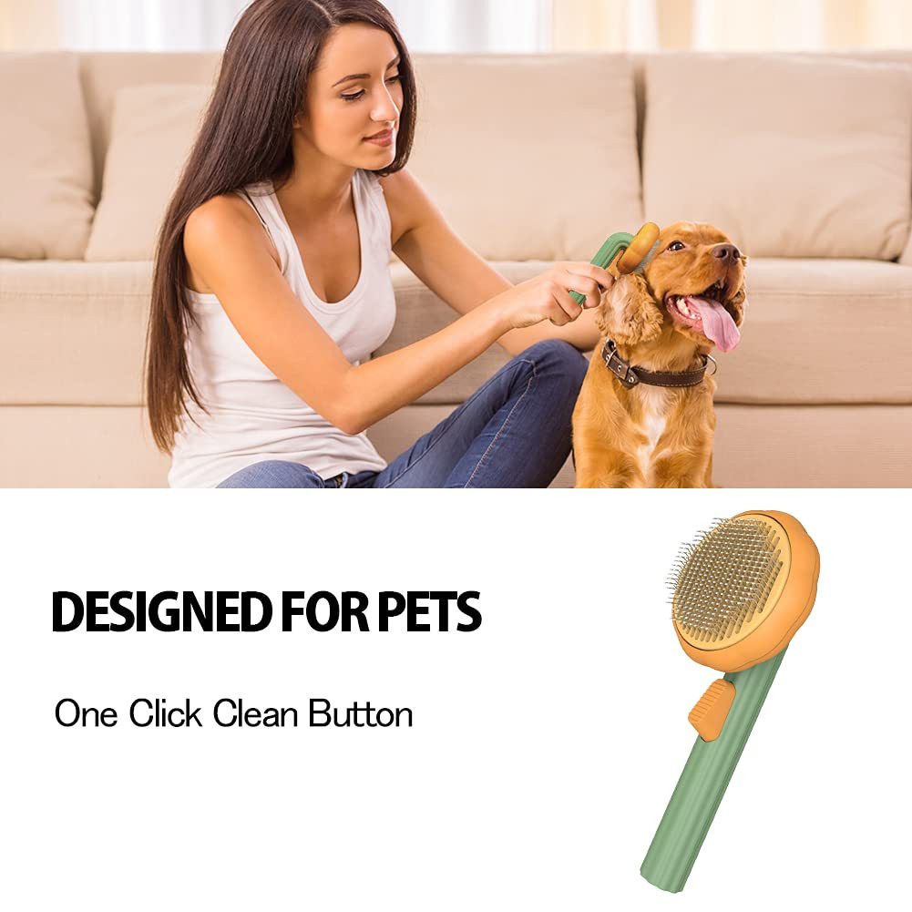 Pet Pumpkin Slicker Brush for Dogs & Cats - Self Cleaning