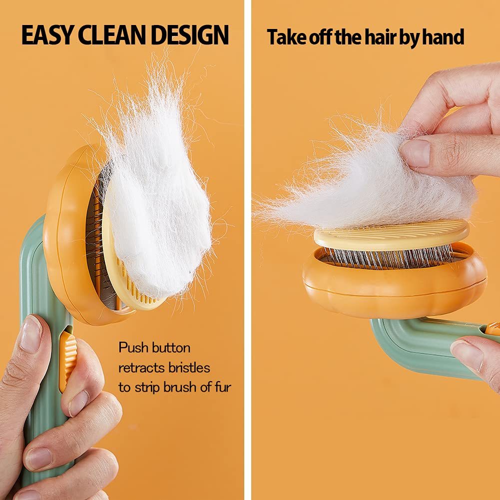 Pet Pumpkin Slicker Brush for Dogs & Cats - Self Cleaning