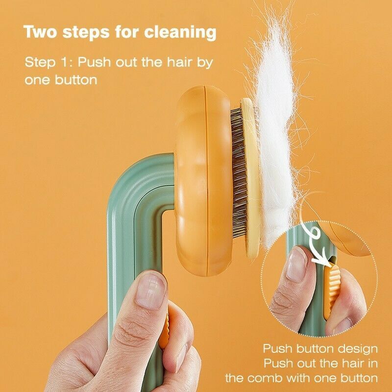 Pet Pumpkin Slicker Brush for Dogs & Cats - Self Cleaning