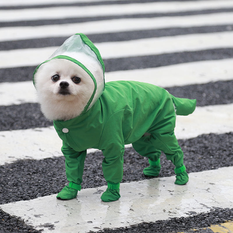 Waterproof Dog Raincoat with Four Legs & Rain Shoes Set