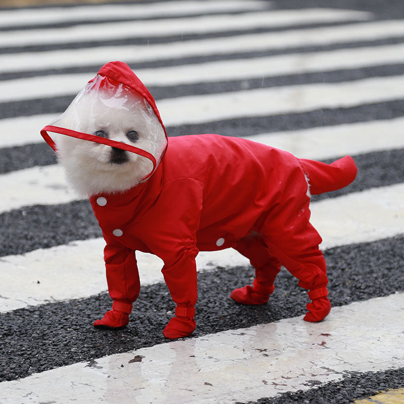 Waterproof Dog Raincoat with Four Legs & Rain Shoes Set