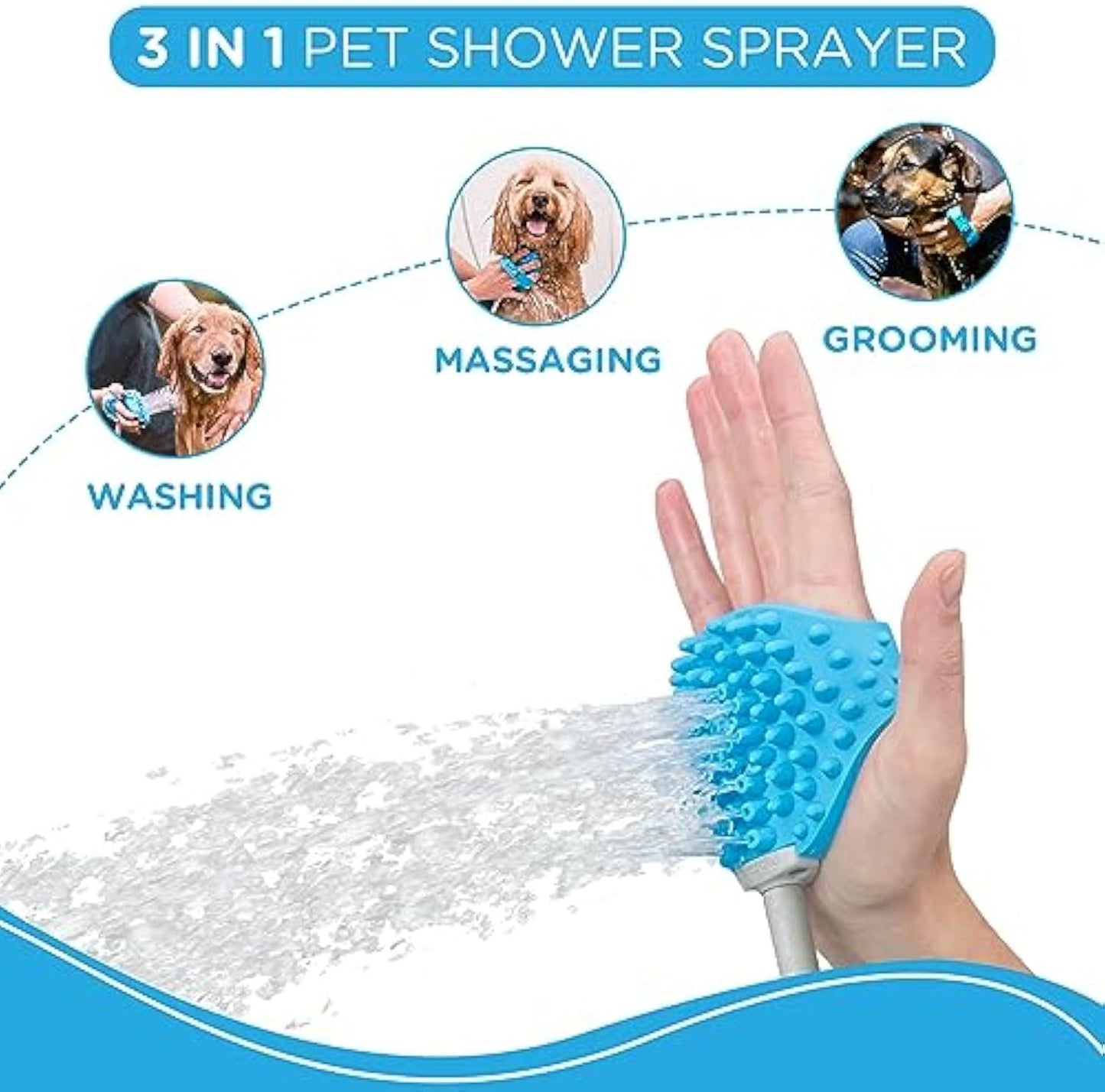 Pet Shower Attachment with Garden Hose & Shower Adapters