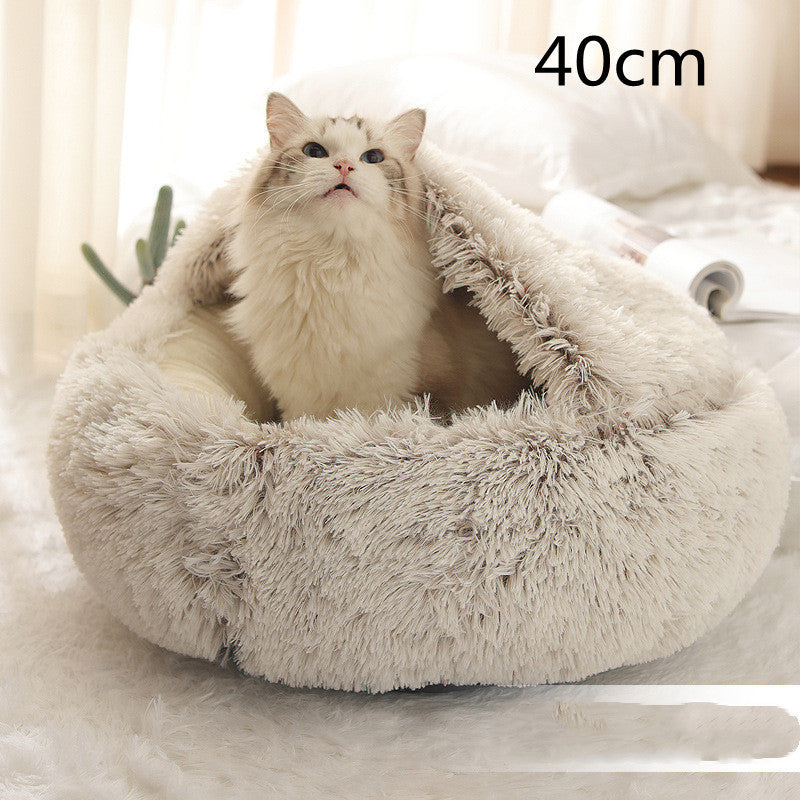 2-in-1 Plush Round Pet Bed - Tailiss