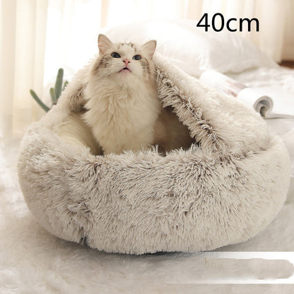 2-in-1 Plush Round Pet Bed - Tailiss