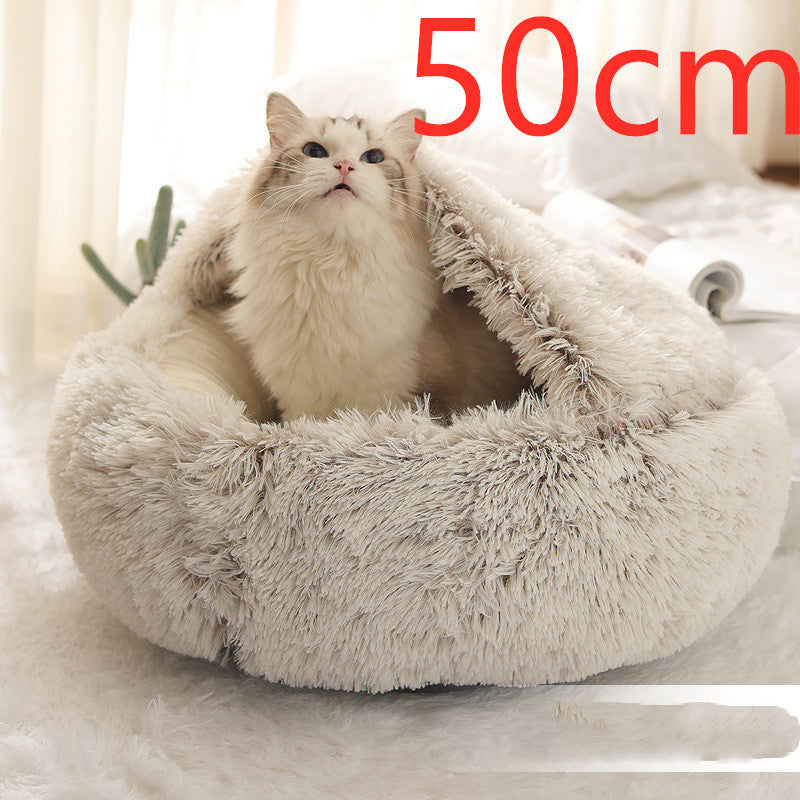 2-in-1 Plush Round Pet Bed - Tailiss