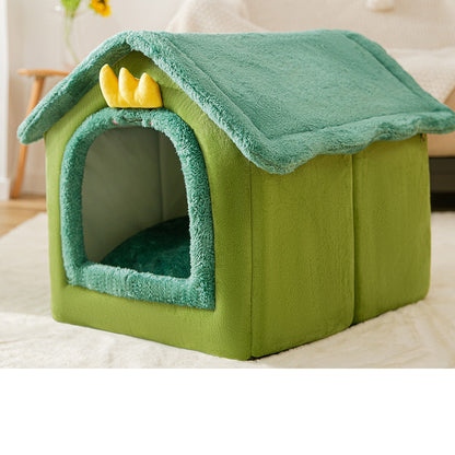 Foldable Warm Dog & Cat House Bed - Winter Pet Cave Kennel