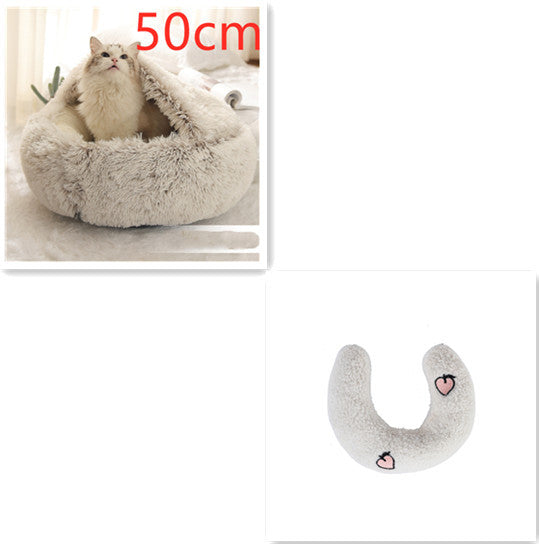 2-in-1 Plush Round Pet Bed - Tailiss