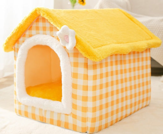 Foldable Warm Dog & Cat House Bed - Winter Pet Cave Kennel