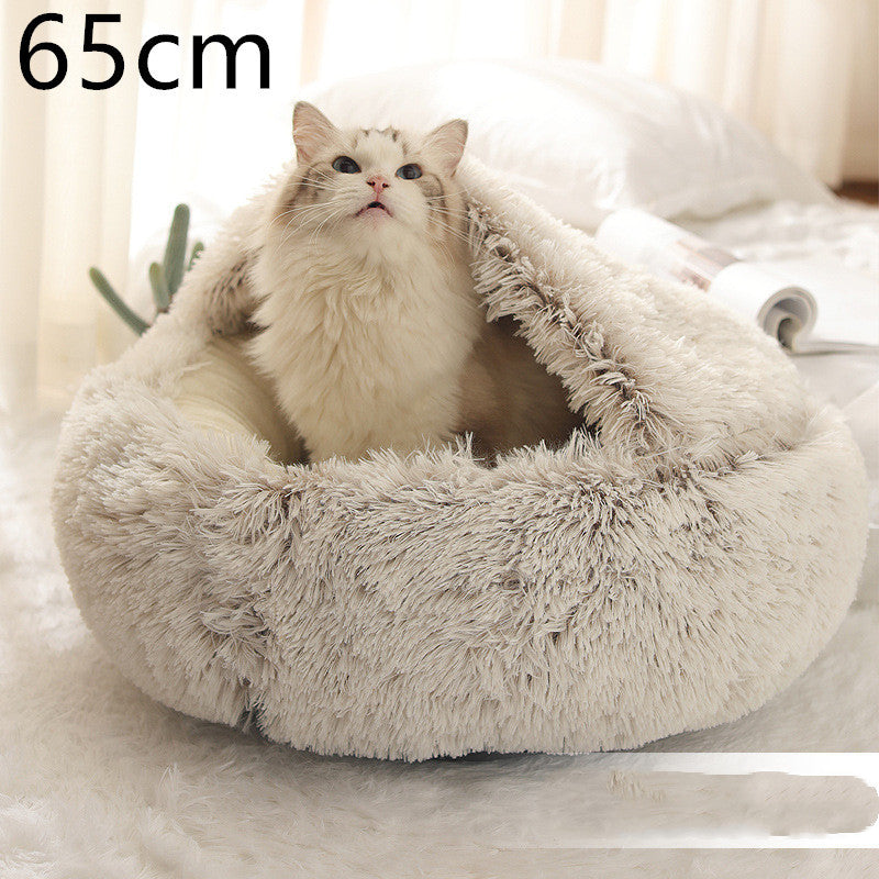 2-in-1 Plush Round Pet Bed - Tailiss