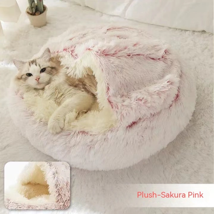 2-in-1 Plush Round Pet Bed - Tailiss
