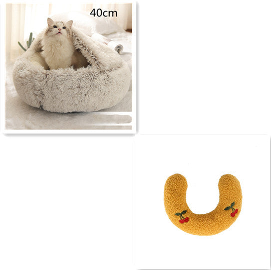 2-in-1 Plush Round Pet Bed - Tailiss