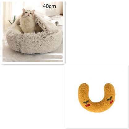 2-in-1 Plush Round Pet Bed - Tailiss