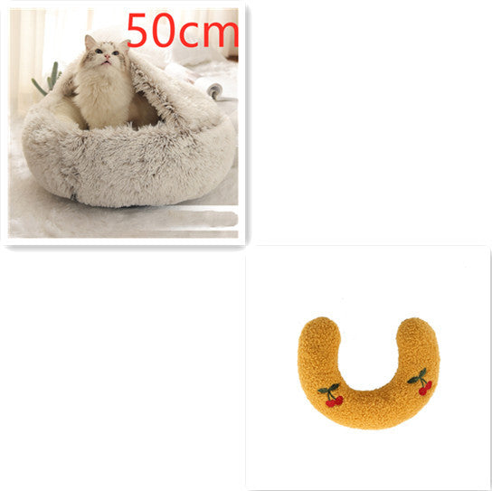 2-in-1 Plush Round Pet Bed - Tailiss
