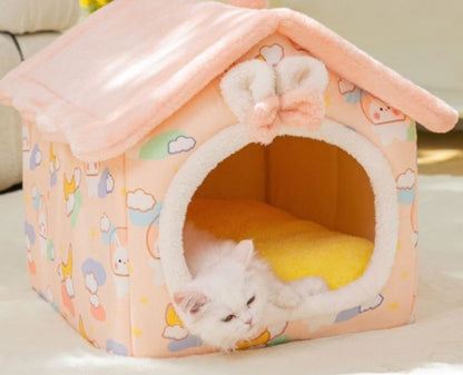 Foldable Warm Dog & Cat House Bed - Winter Pet Cave Kennel
