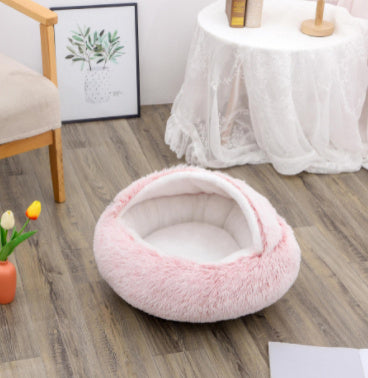 2-in-1 Plush Round Pet Bed - Tailiss