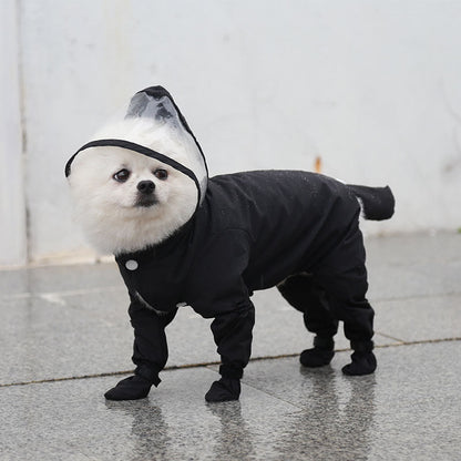 Waterproof Dog Raincoat with Four Legs & Rain Shoes Set