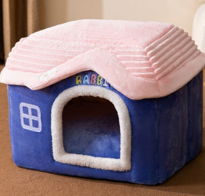 Foldable Warm Dog & Cat House Bed - Winter Pet Cave Kennel