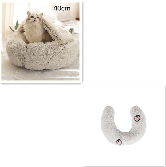 2-in-1 Plush Round Pet Bed - Tailiss