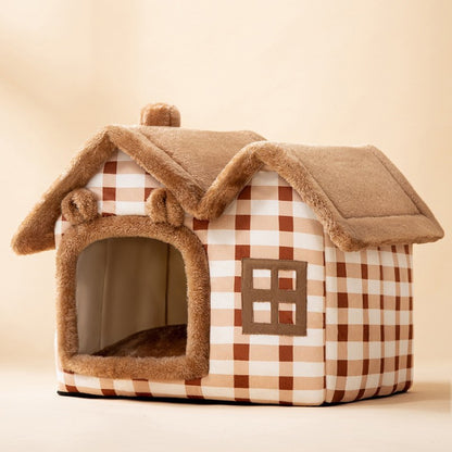 Foldable Warm Dog & Cat House Bed - Winter Pet Cave Kennel