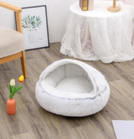 2-in-1 Plush Round Pet Bed - Tailiss