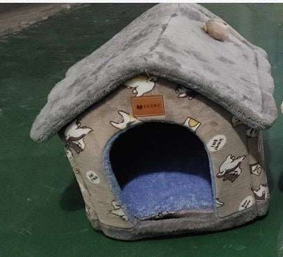 Foldable Warm Dog & Cat House Bed - Winter Pet Cave Kennel