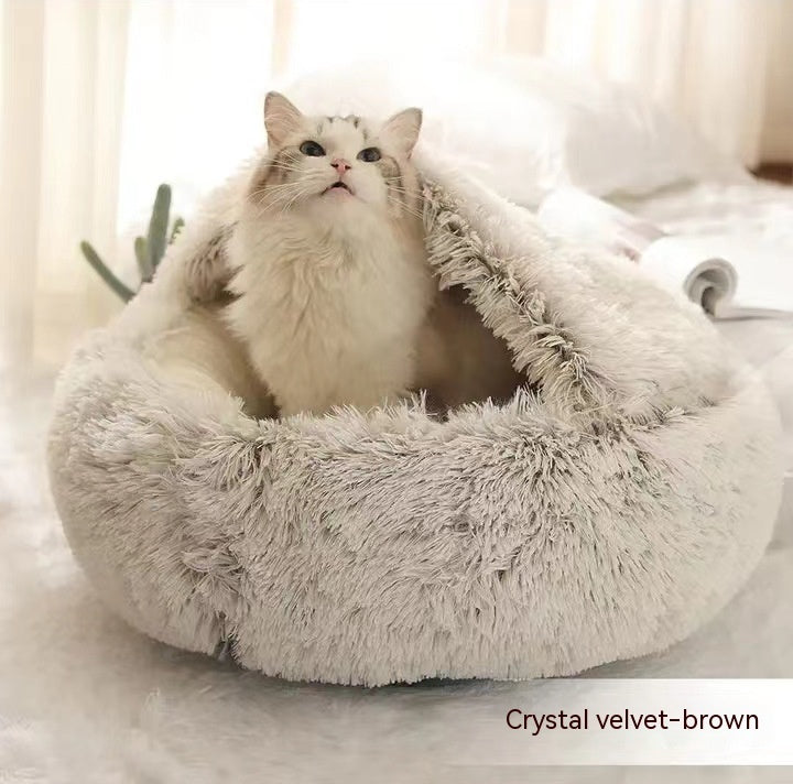 2-in-1 Plush Round Pet Bed - Tailiss