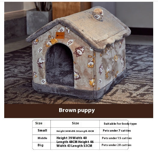 Foldable Warm Dog & Cat House Bed - Winter Pet Cave Kennel