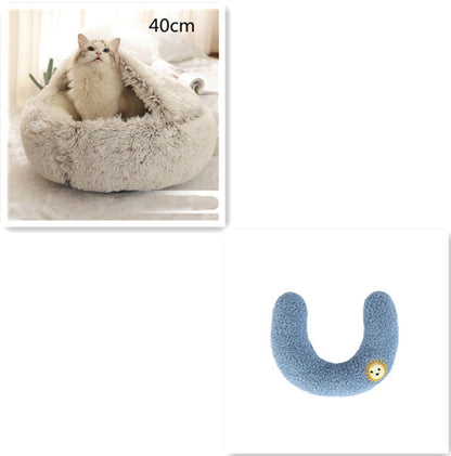 2-in-1 Plush Round Pet Bed - Tailiss