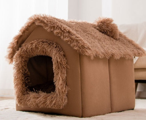 Foldable Warm Dog & Cat House Bed - Winter Pet Cave Kennel