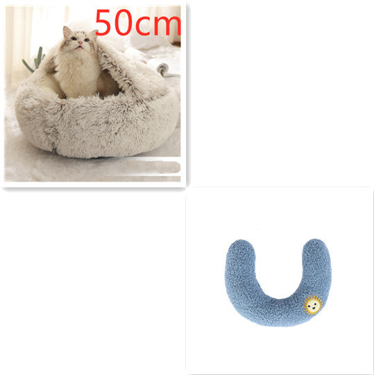2-in-1 Plush Round Pet Bed - Tailiss