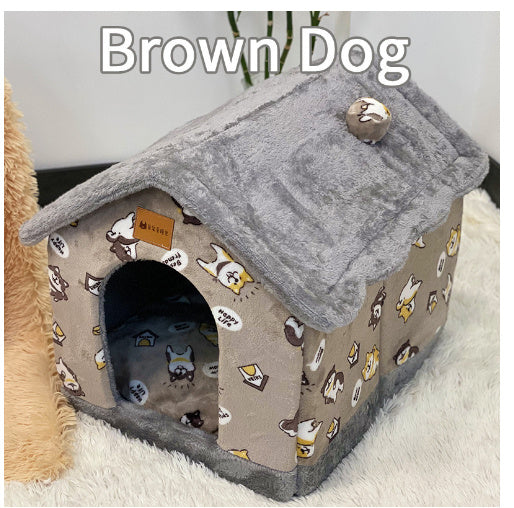 Foldable Warm Dog & Cat House Bed - Winter Pet Cave Kennel