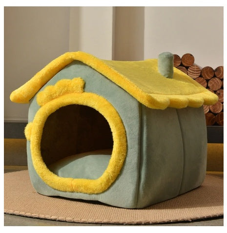 Foldable Warm Dog & Cat House Bed - Winter Pet Cave Kennel