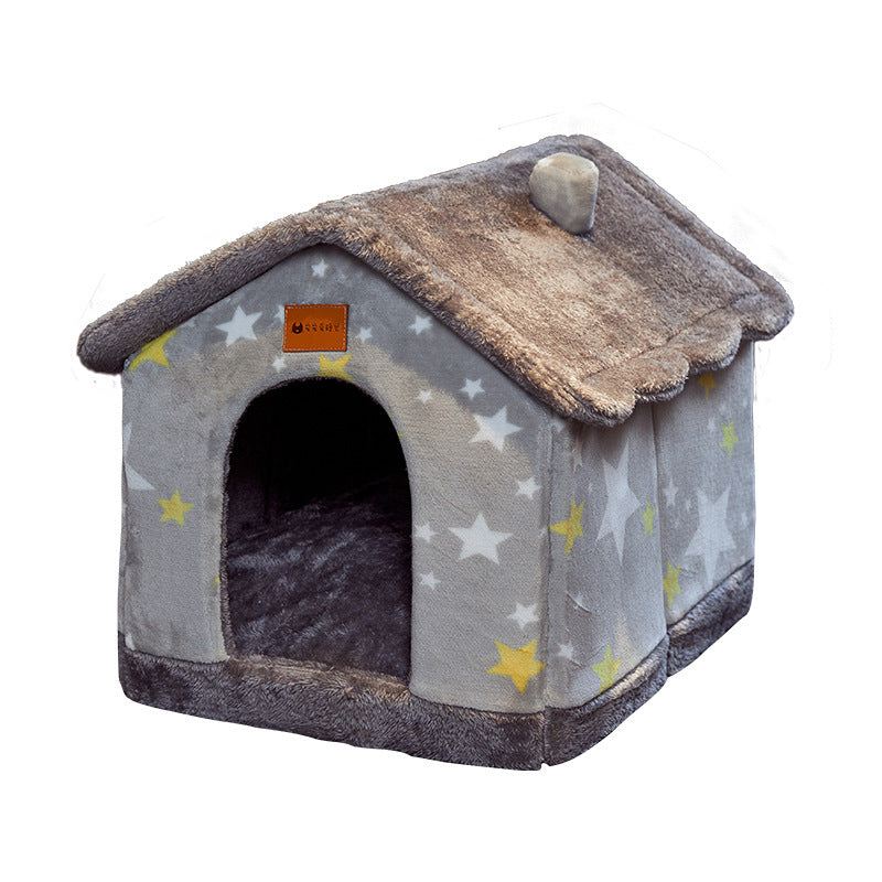 Foldable Warm Dog & Cat House Bed - Winter Pet Cave Kennel