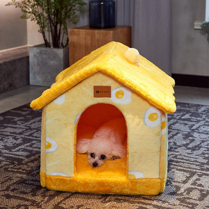 Foldable Warm Dog & Cat House Bed - Winter Pet Cave Kennel