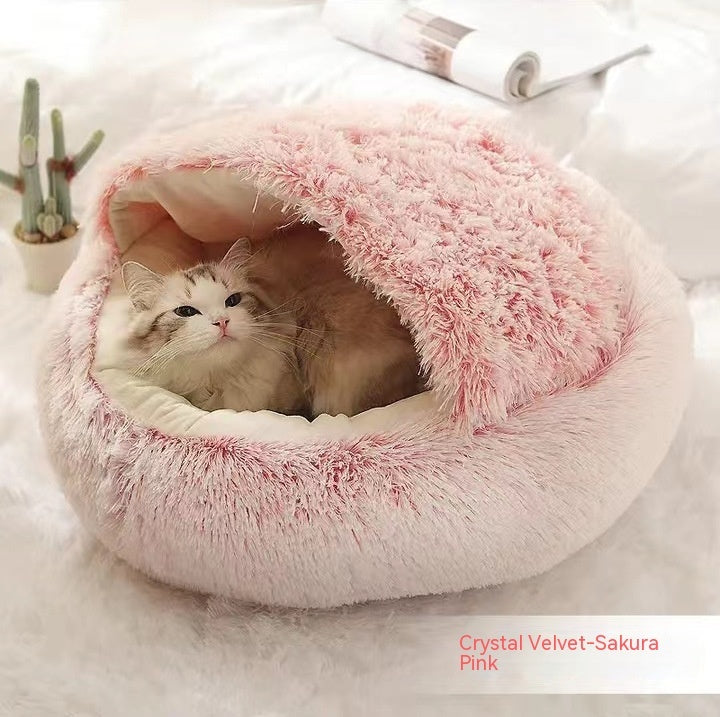 2-in-1 Plush Round Pet Bed - Tailiss