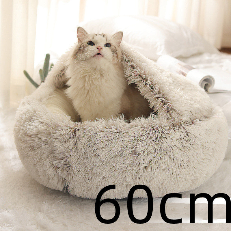2-in-1 Plush Round Pet Bed - Tailiss
