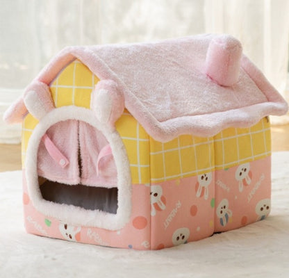 Foldable Warm Dog & Cat House Bed - Winter Pet Cave Kennel