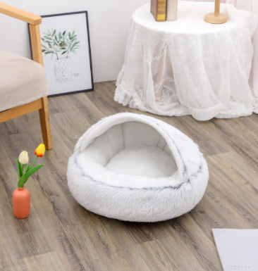 2-in-1 Plush Round Pet Bed - Tailiss