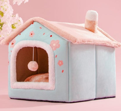 Foldable Warm Dog & Cat House Bed - Winter Pet Cave Kennel