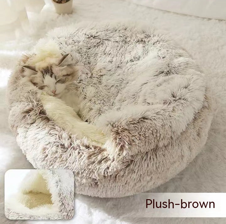 2-in-1 Plush Round Pet Bed - Tailiss