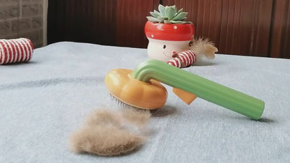 Pet Pumpkin Slicker Brush for Dogs & Cats - Self Cleaning