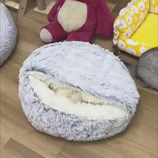 2-in-1 Plush Round Pet Bed