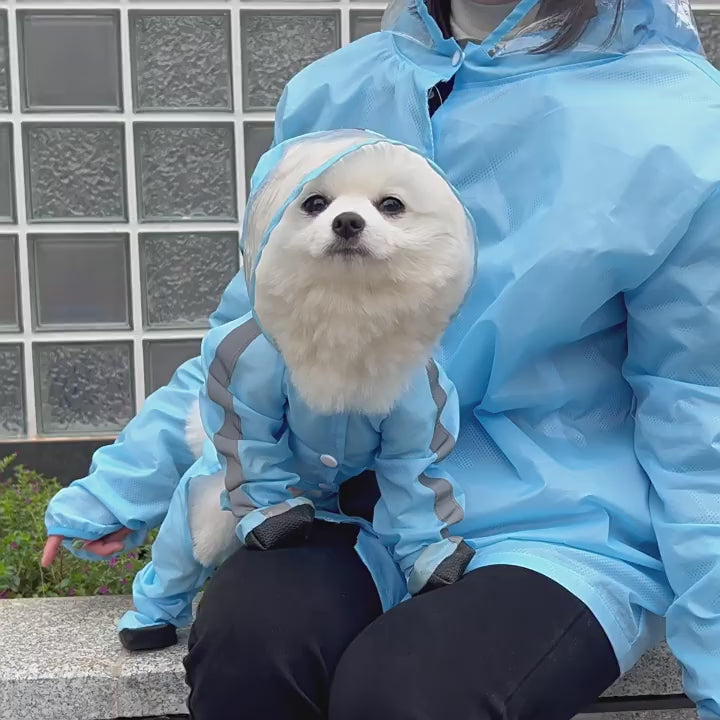 Waterproof Dog Raincoat with Four Legs & Rain Shoes Set