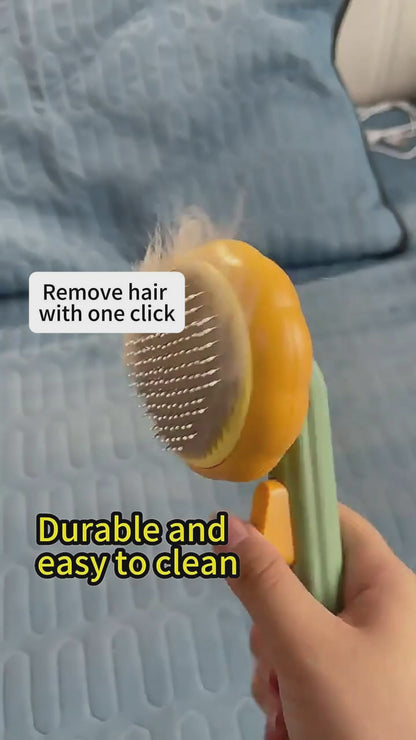 Pet Pumpkin Slicker Brush for Dogs & Cats - Self Cleaning