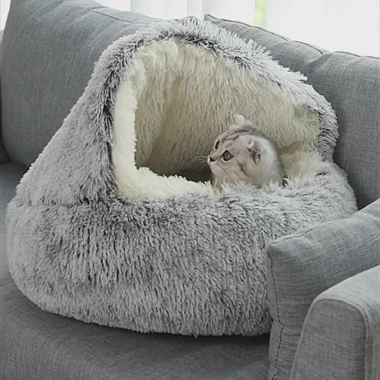 2-in-1 Plush Round Pet Bed
