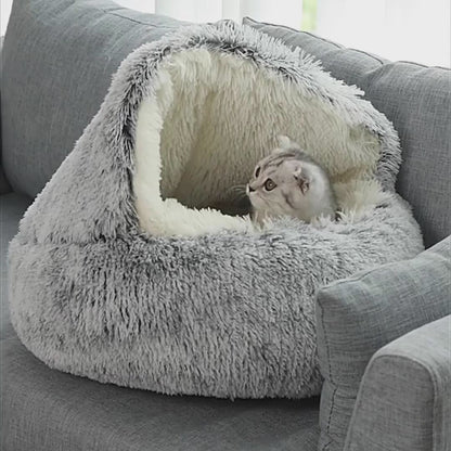 2-in-1 Plush Round Pet Bed